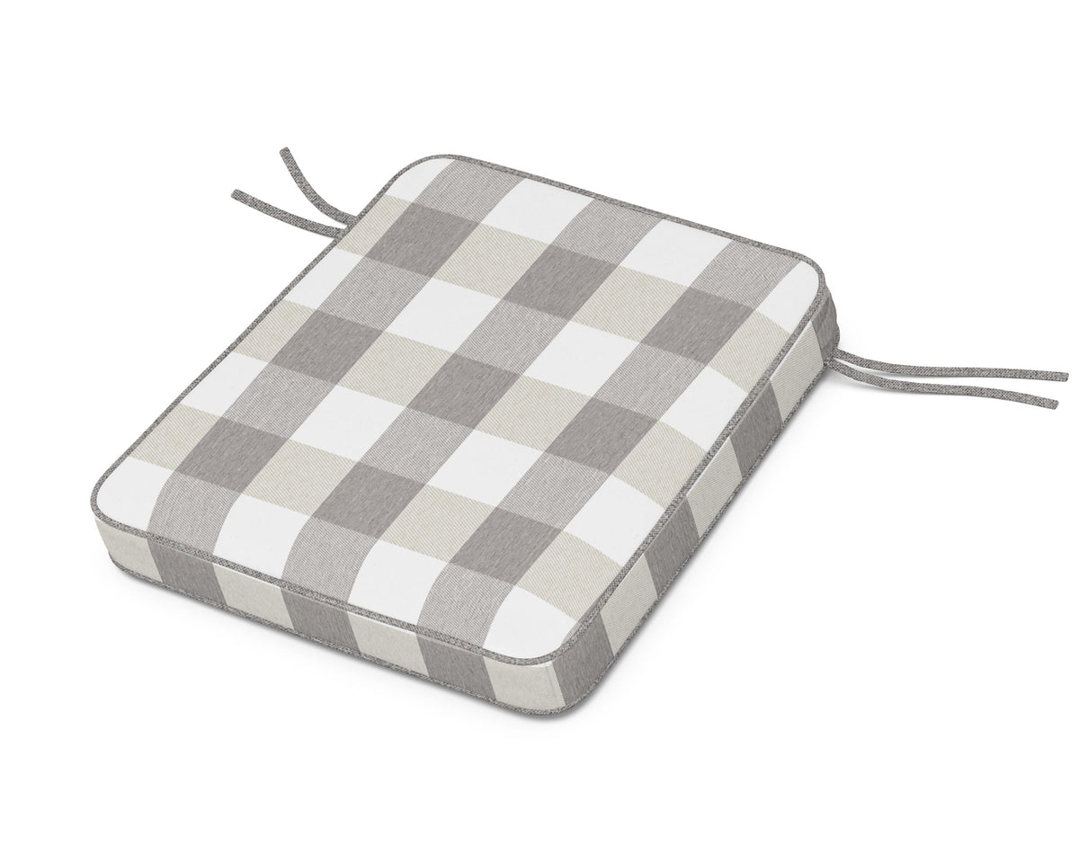 POLYWOOD Chinoiserie Rocker Seat Cushion in Buffalo Plaid Grey Mist