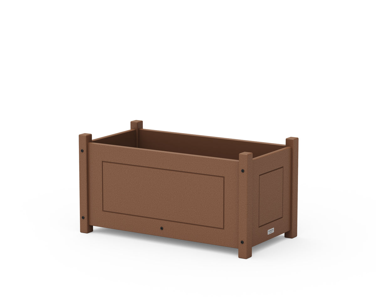 POLYWOOD Country Living Rectangle Double Planter Box in Teak