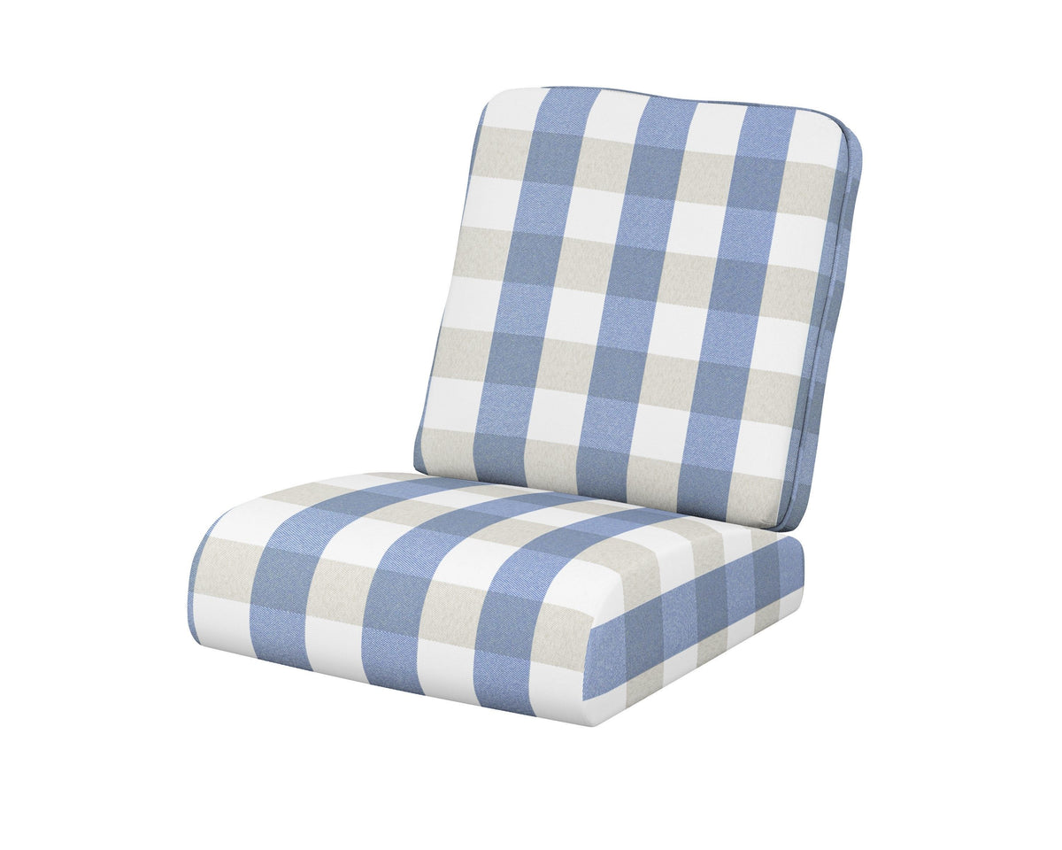 POLYWOOD Club Seat/Back Cushion in Buffalo Plaid Sky Blue