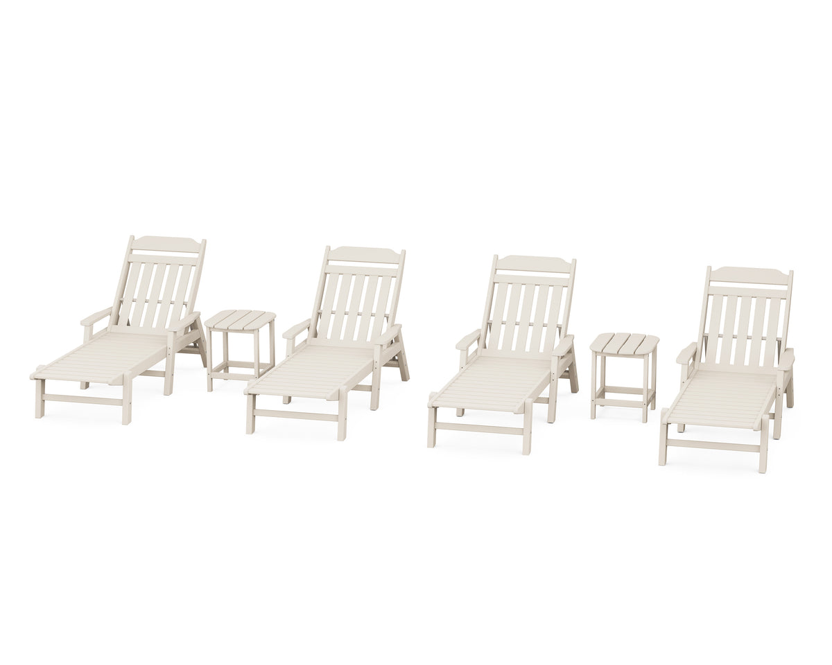 POLYWOOD Cottage 6-Piece Chaise Set with Arms in Sand