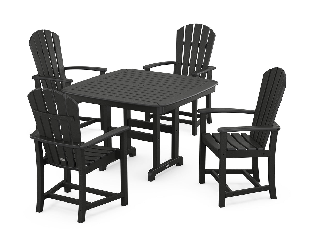 POLYWOOD Palm Coast 5-Piece Dining Set with Trestle Legs - 44" Table in Black
