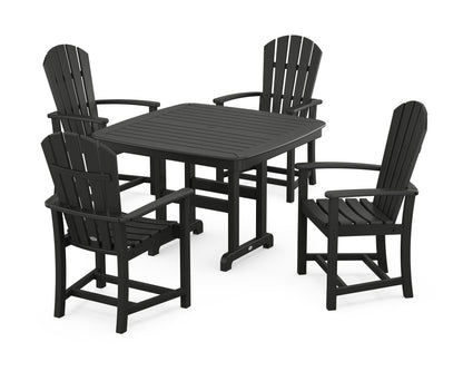 POLYWOOD Palm Coast 5-Piece Dining Set with Trestle Legs - 44" Table in Black