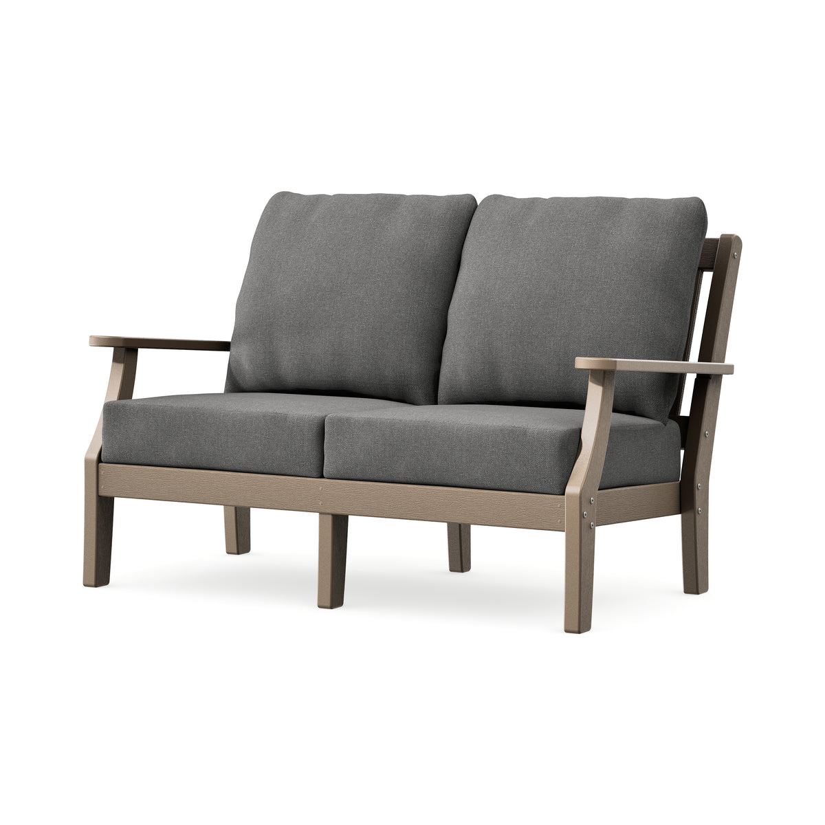 POLYWOOD Chinoiserie Deep Seating Loveseat in Vintage Sahara / Ash Charcoal