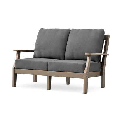 POLYWOOD Chinoiserie Deep Seating Loveseat in Vintage Sahara / Ash Charcoal