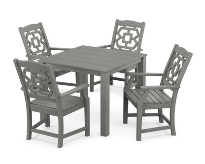POLYWOOD Chinoiserie 5-Piece Parsons Dining Set in Slate Grey
