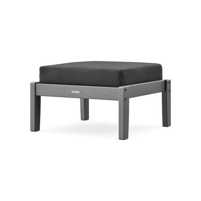 POLYWOOD Chinoiserie Deep Seating Ottoman in Slate Grey / Spectrum Carbon