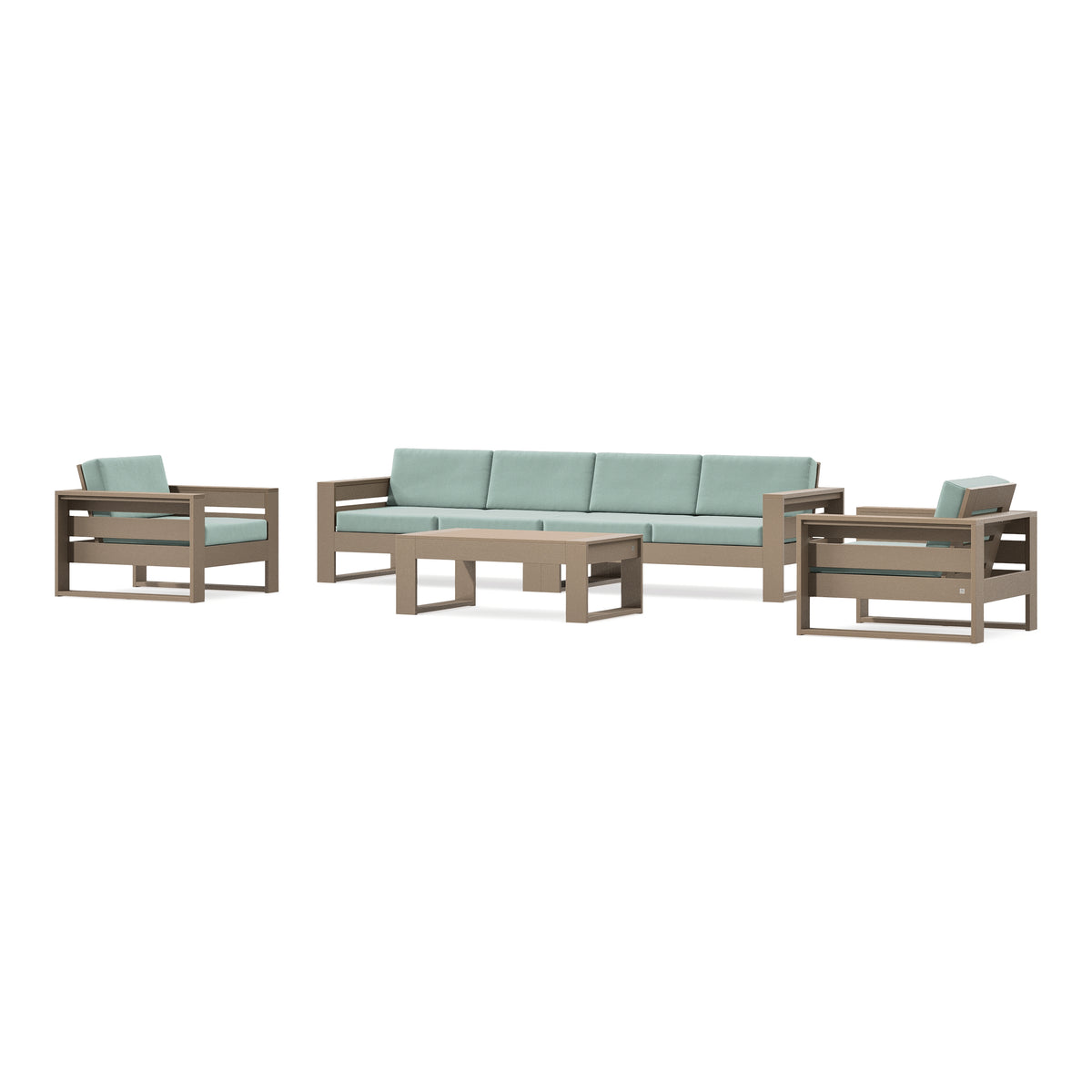 POLYWOOD PW Designer Series Latitude 5-Piece Lounge Sofa Set in Vintage Sahara / Spa