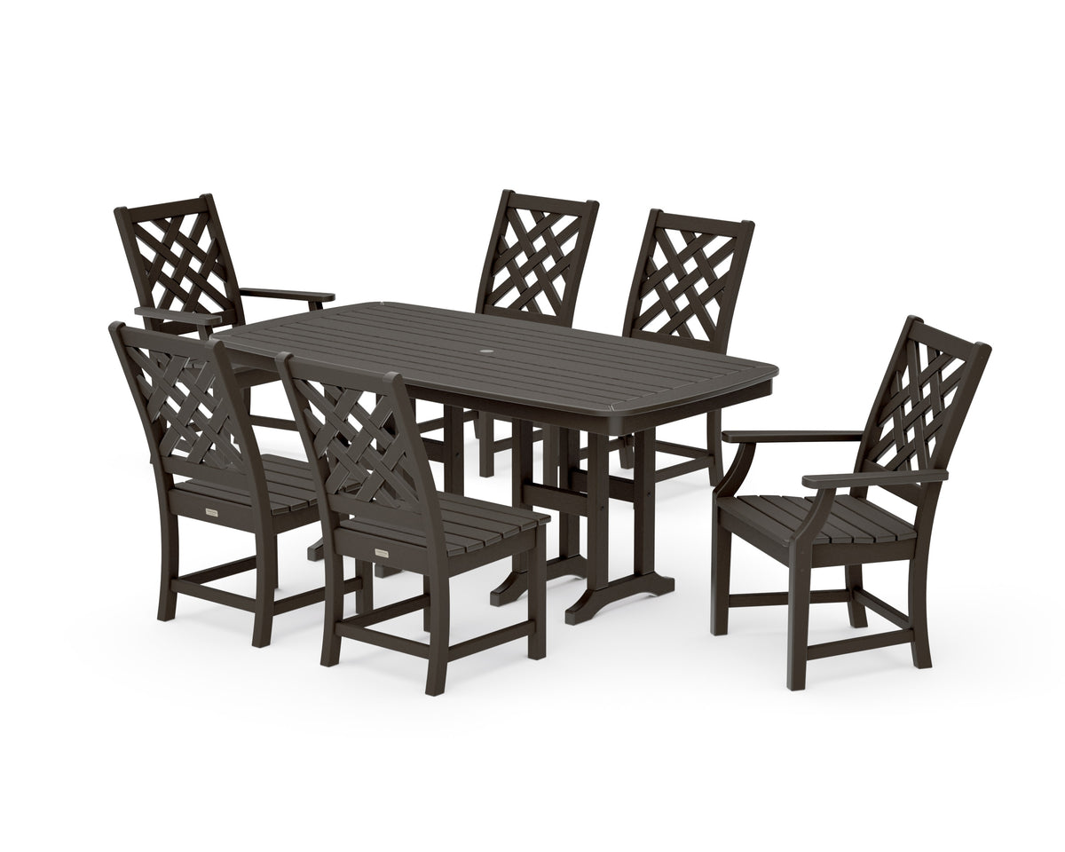 POLYWOOD Wovendale 7-Piece Dining Set in Vintage Coffee