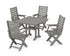 POLYWOOD Captain Folding Chair 5-Piece Farmhouse Dining Set with Trestle Legs - 37" Table in Slate Grey