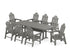POLYWOOD Long Island 9-Piece Farmhouse Dining Set with Trestle Legs in Slate Grey