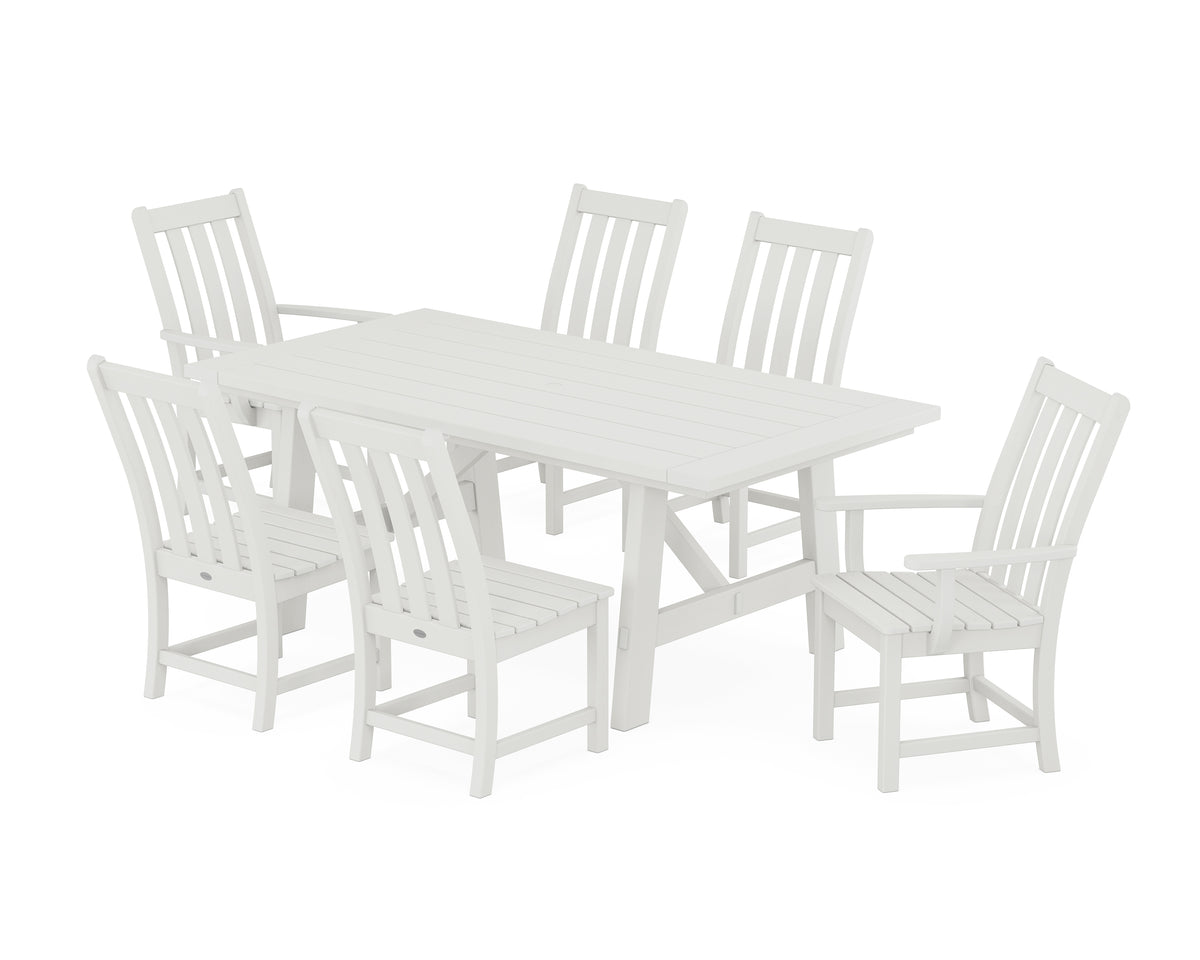 POLYWOOD Vineyard 7-Piece Rustic Farmhouse Dining Set in Vintage White