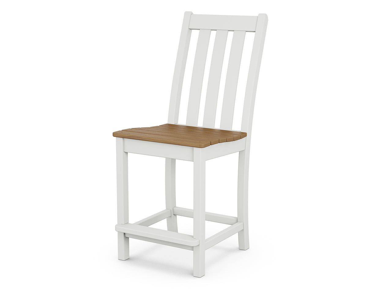 POLYWOOD Vineyard Counter Side Chair in White / Natural
