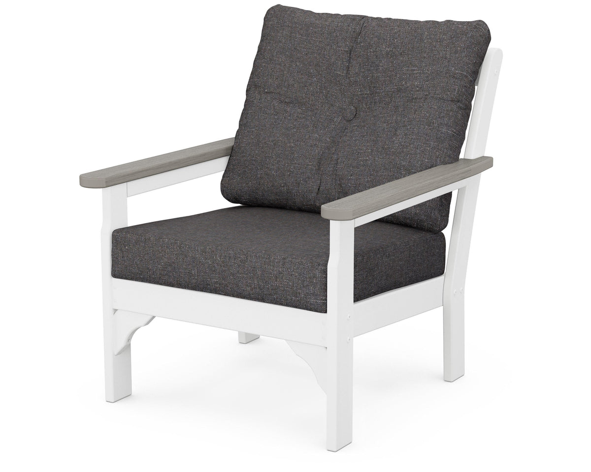 POLYWOOD Vineyard Deep Seating Chair in White / Driftwood / Ash Charcoal