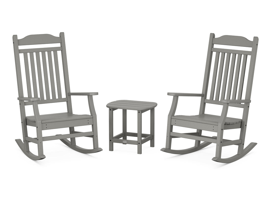 POLYWOOD Cottage Rocking Chair 3-Piece Set in Slate Grey
