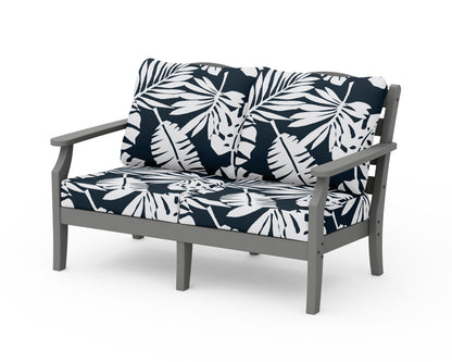 POLYWOOD Savannah Deep Seating Loveseat in Slate Grey / Leaf Marine Indigo
