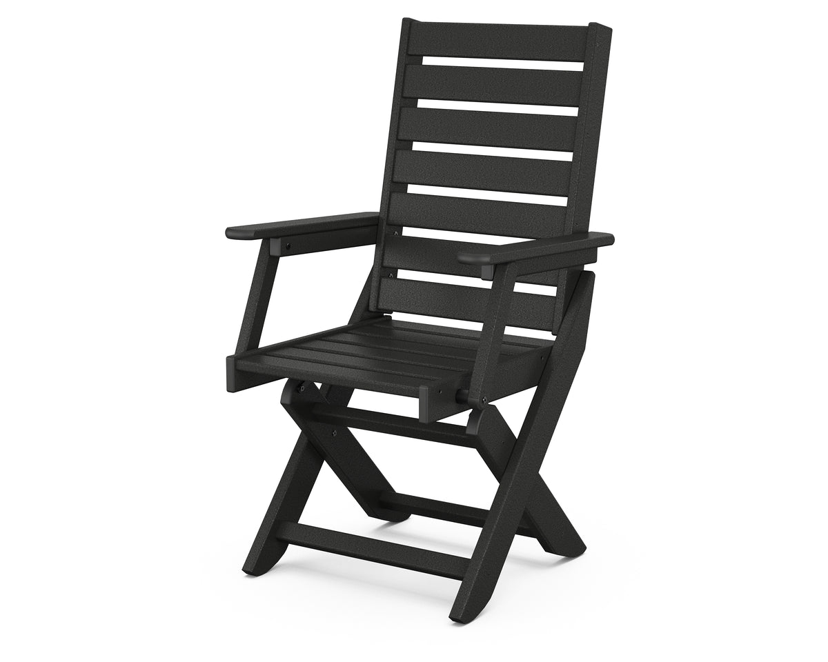 POLYWOOD Captain Folding Dining Chair in Black