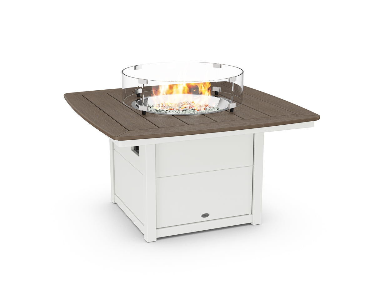 POLYWOOD Nautical 42" Fire Pit Table in White / Kona