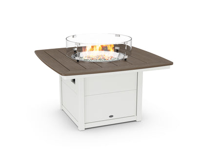 POLYWOOD Nautical 42" Fire Pit Table in White / Kona