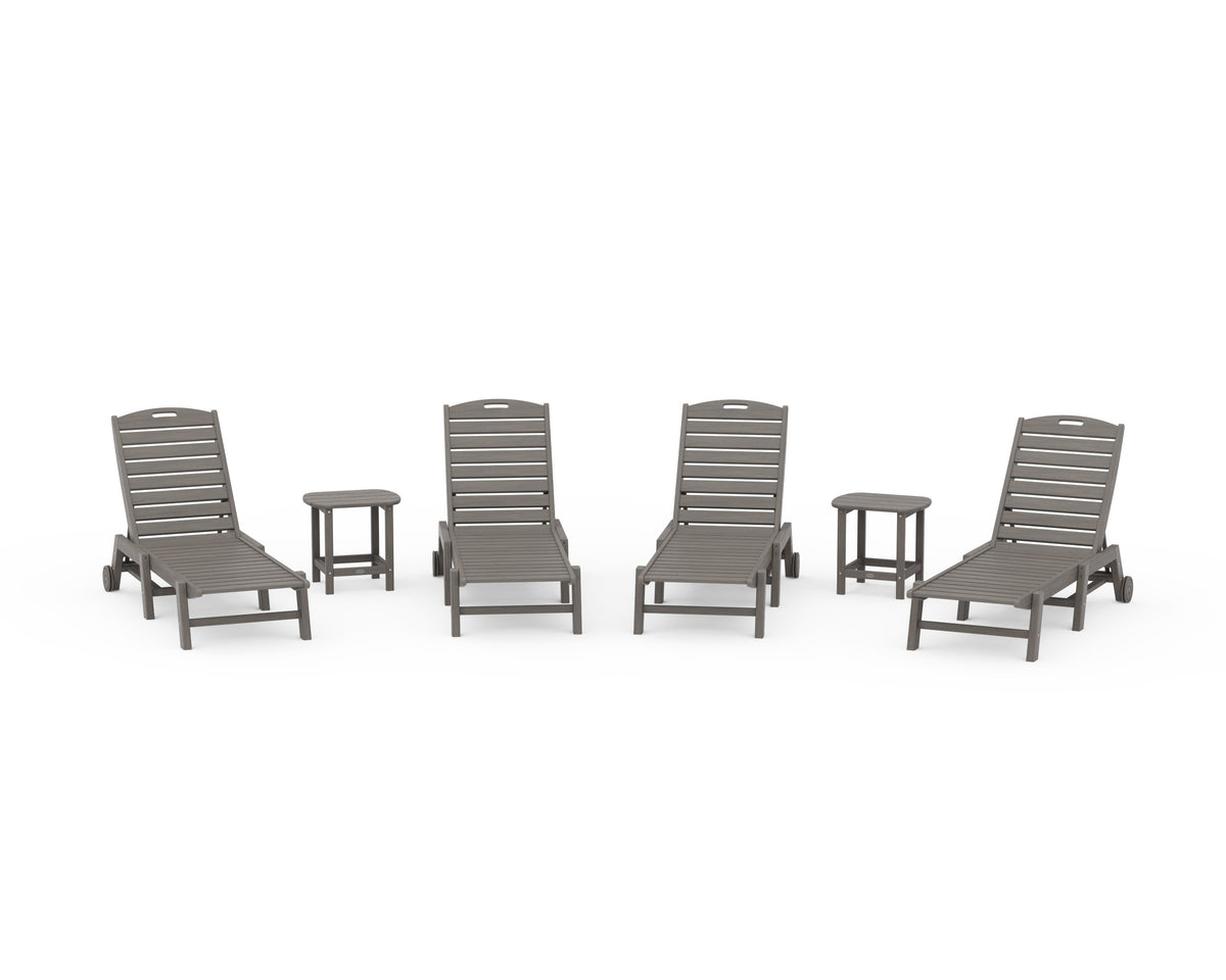 POLYWOOD Nautical Chaise 6-Piece Set with Wheels in Driftwood