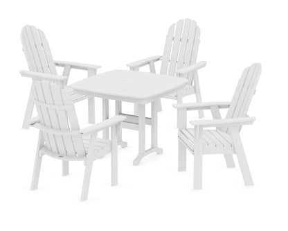 POLYWOOD Vineyard Curveback Adirondack 5-Piece Dining Set - 37" Table in White