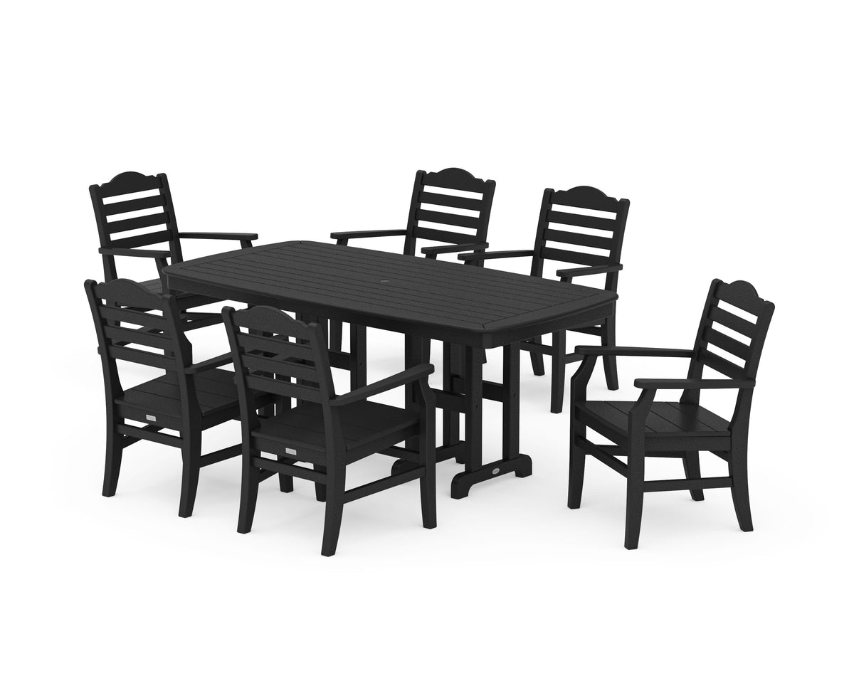POLYWOOD Savannah Arm Chair 7-Piece Dining Set in Black