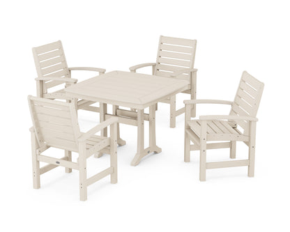 POLYWOOD Signature 5-Piece Dining Set with Trestle Legs - 37" Table in Sand