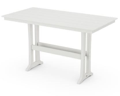 POLYWOOD Farmhouse Trestle 37" x 72" Bar Table in Vintage White