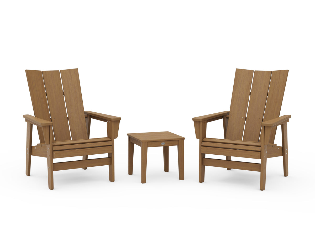 POLYWOOD 3-Piece Modern Grand Upright Adirondack Set in Natural