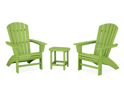 POLYWOOD Nautical 3-Piece Curveback Adirondack Set in Lime
