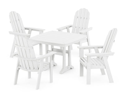 POLYWOOD Vineyard Adirondack 5-Piece Dining Set with Trestle Legs - 37" Table in White