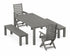 POLYWOOD Captain Folding Chair 5-Piece Parsons Dining Set with Benches in Slate Grey