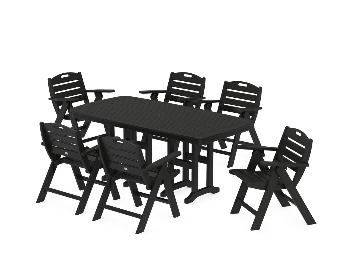 POLYWOOD Nautical Lowback 7-Piece Dining Set in Black