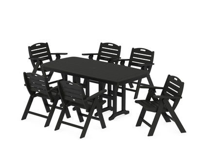 POLYWOOD Nautical Lowback 7-Piece Dining Set in Black