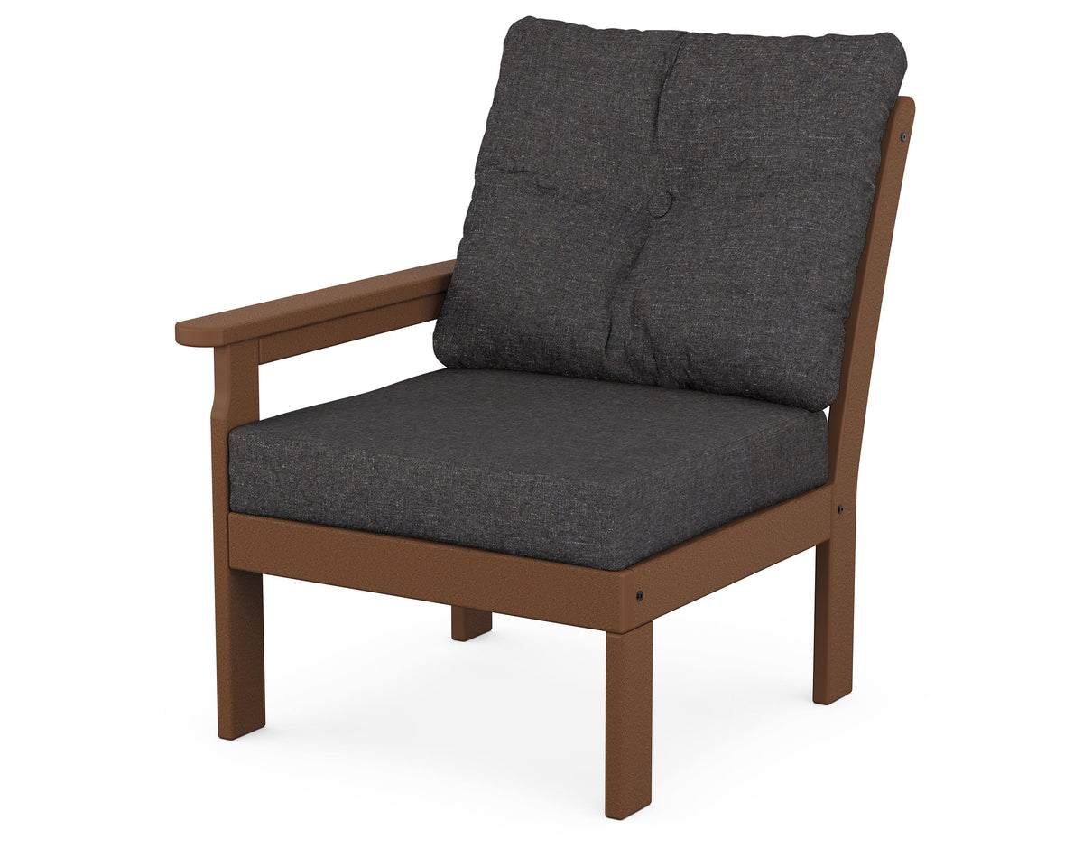 POLYWOOD Vineyard Modular Left Arm Chair in Teak / Ash Charcoal