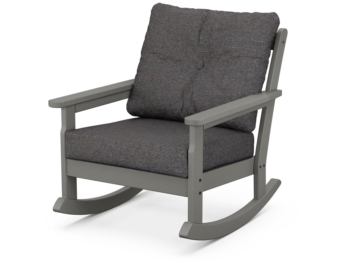 POLYWOOD Vineyard Deep Seating Rocking Chair in Slate Grey / Ash Charcoal