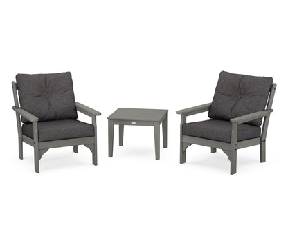 POLYWOOD Vineyard 3-Piece Deep Seating Set in Slate Grey / Ash Charcoal