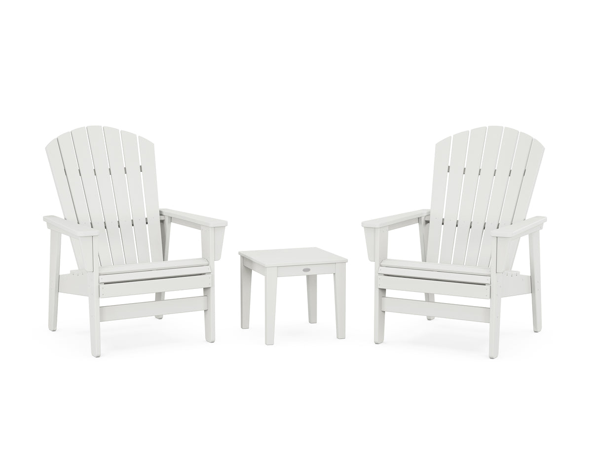 POLYWOOD 3-Piece Nautical Grand Upright Adirondack Set in Vintage White