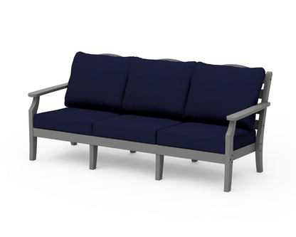 POLYWOOD Savannah Deep Seating Sofa in Slate Grey / Navy