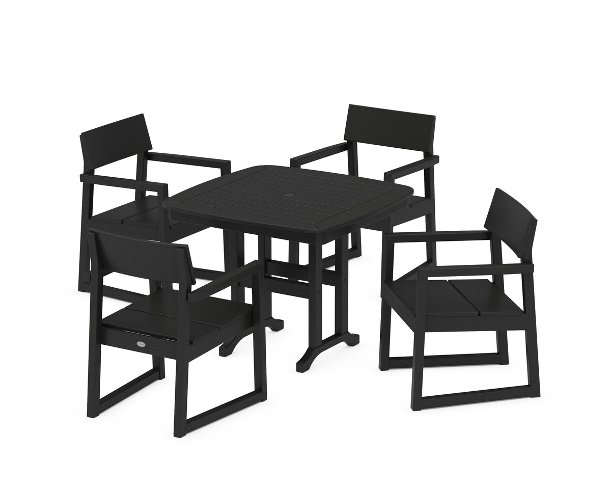 POLYWOOD EDGE 5-Piece Dining Set in Black