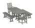 POLYWOOD Wovendale 5-Piece Farmhouse Dining Set with Benches in Slate Grey