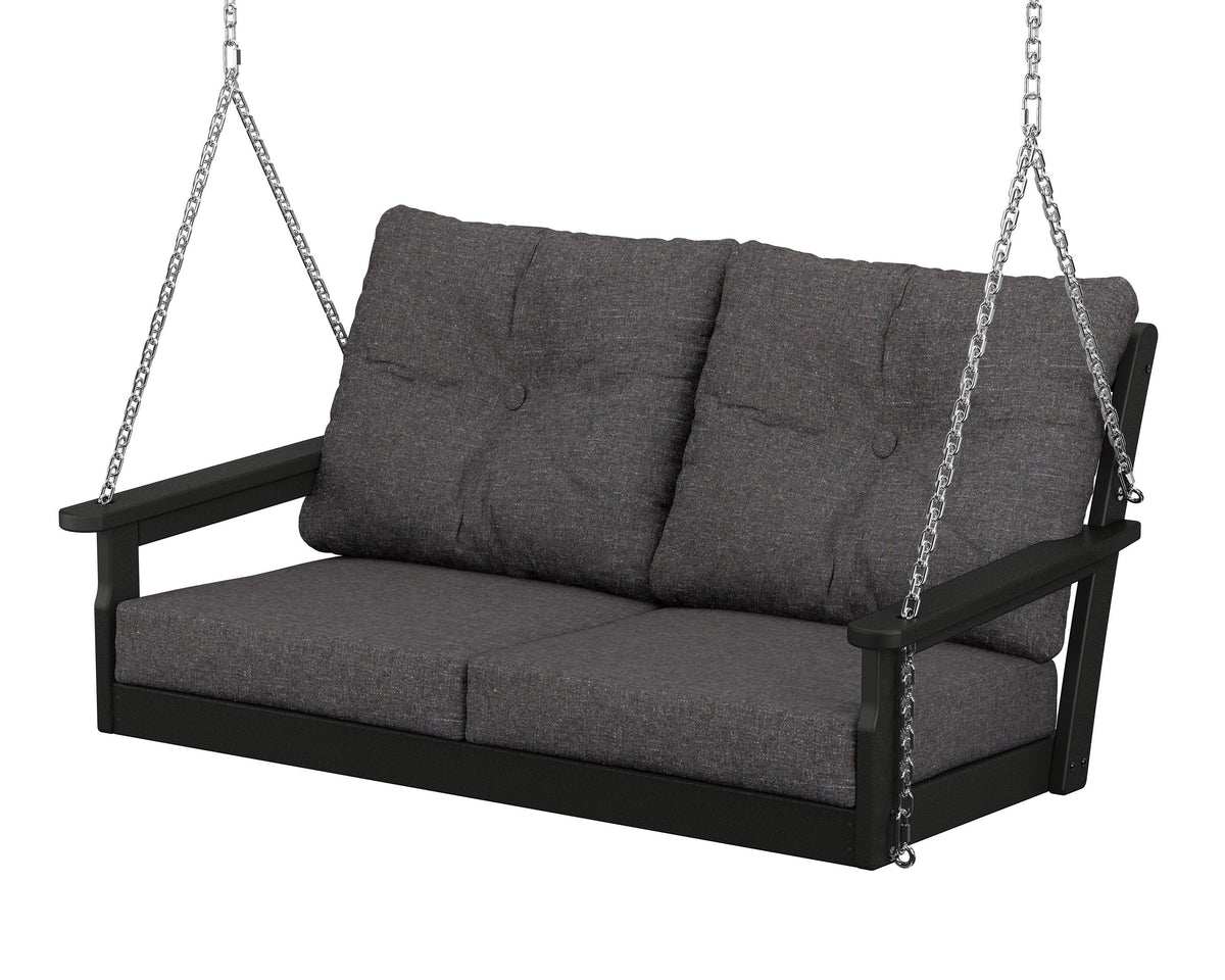 POLYWOOD Vineyard Deep Seating Swing in Black / Ash Charcoal