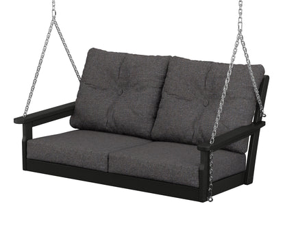 POLYWOOD Vineyard Deep Seating Swing in Black / Ash Charcoal