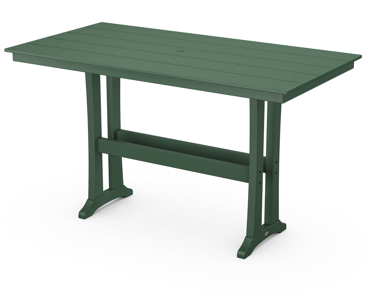 POLYWOOD Farmhouse Trestle 37" x 72" Bar Table in Green
