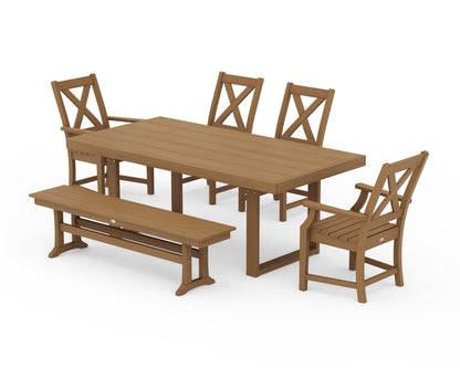 POLYWOOD Braxton 6-Piece Dining Set with Bench - 39" x 78" Table in Natural