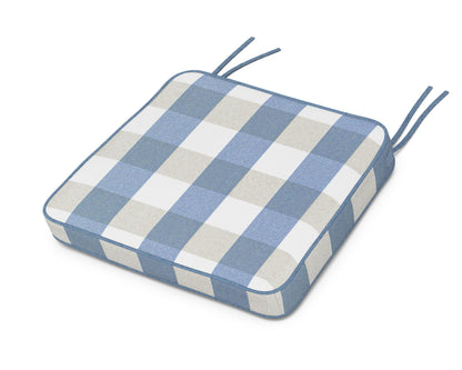 POLYWOOD Chinoiserie Arm Chair Seat Cushion in Buffalo Plaid Sky Blue