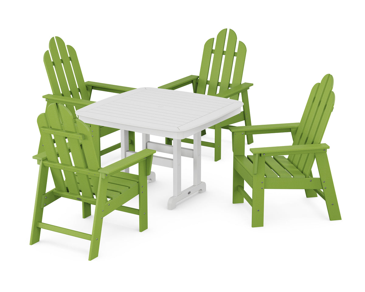 POLYWOOD Long Island 5-Piece Dining Set with Trestle Legs - 44" Table in Lime / White