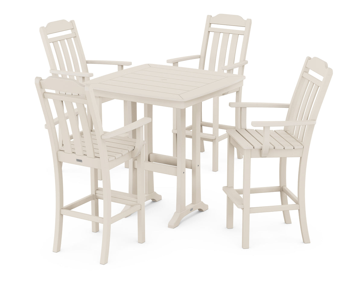 POLYWOOD Cottage 5-Piece Bar Set with Trestle Legs in Sand