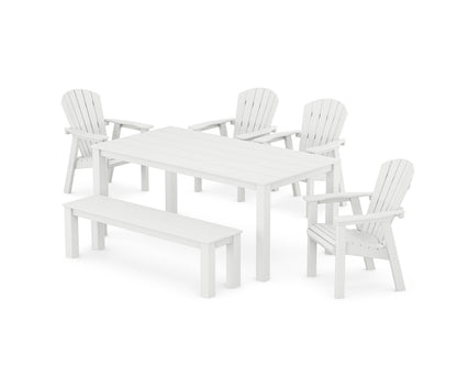 POLYWOOD Seashell 6-Piece Parsons Dining Set with Bench in White