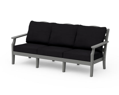 POLYWOOD Savannah Deep Seating Sofa in Slate Grey / Midnight Linen