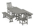 POLYWOOD Vineyard 5-Piece Farmhouse Dining Set with Benches in Slate Grey